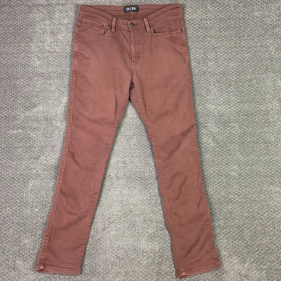 DU/ER Pants Men's 34 x 32 Terracotta Red Brown No Sweat N2X Slim Fit - Picture 1 of 16